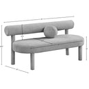 Meridian Parlor Grey Boucle Fabric Bench IMAGE 8