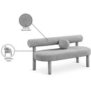 Meridian Parlor Grey Boucle Fabric Bench IMAGE 9