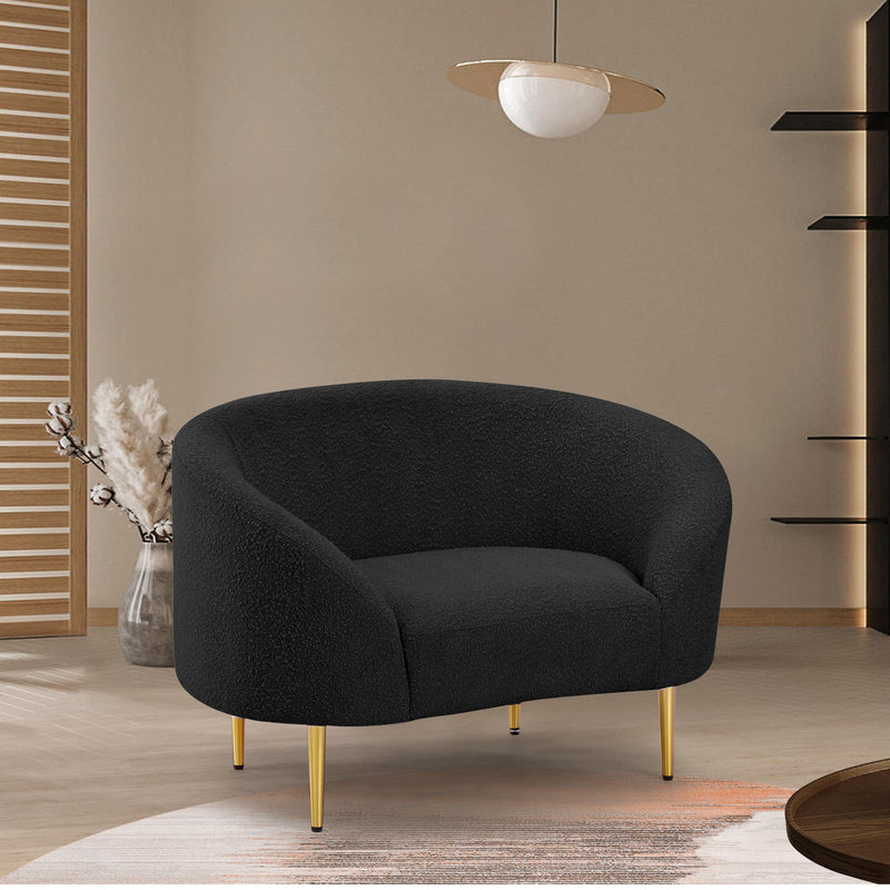 Meridian Ritz Black Boucle Fabric Chair IMAGE 2