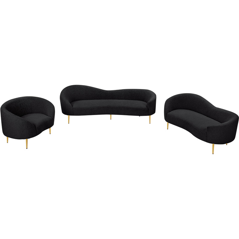 Meridian Ritz Black Boucle Fabric Loveseat IMAGE 16