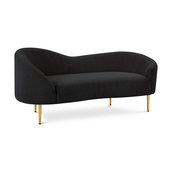 Meridian Ritz Black Boucle Fabric Loveseat IMAGE 1
