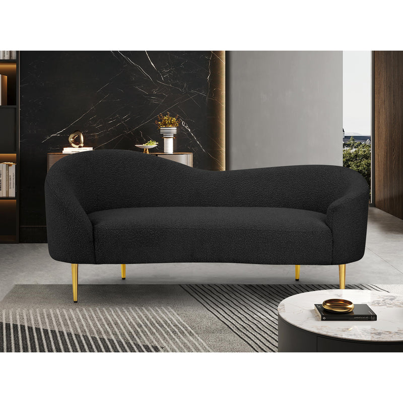 Meridian Ritz Black Boucle Fabric Loveseat IMAGE 2