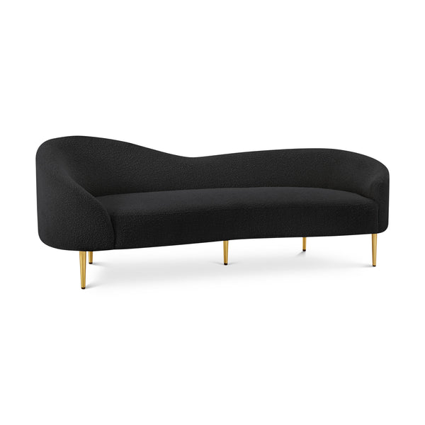 Meridian Ritz Black Boucle Fabric Sofa IMAGE 1