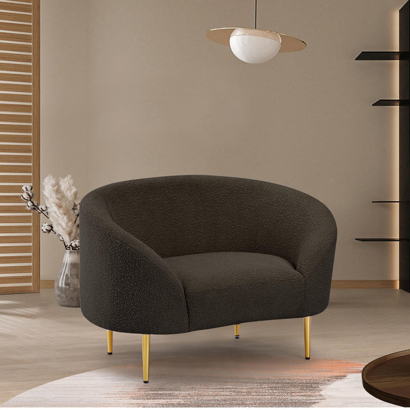 Meridian Ritz Brown Boucle Fabric Chair IMAGE 2