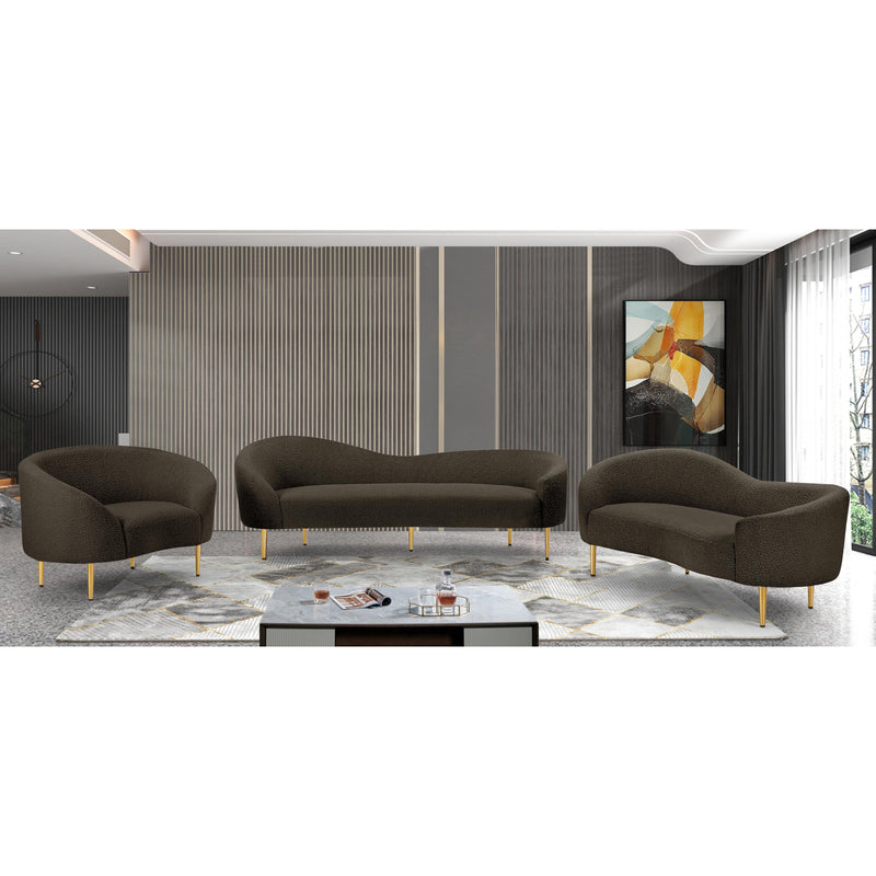 Meridian Ritz Brown Boucle Fabric Loveseat IMAGE 14