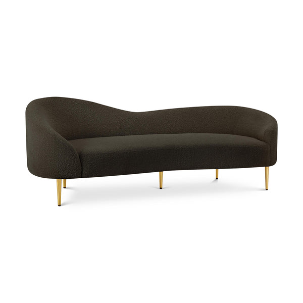 Meridian Ritz Brown Boucle Fabric Sofa IMAGE 1