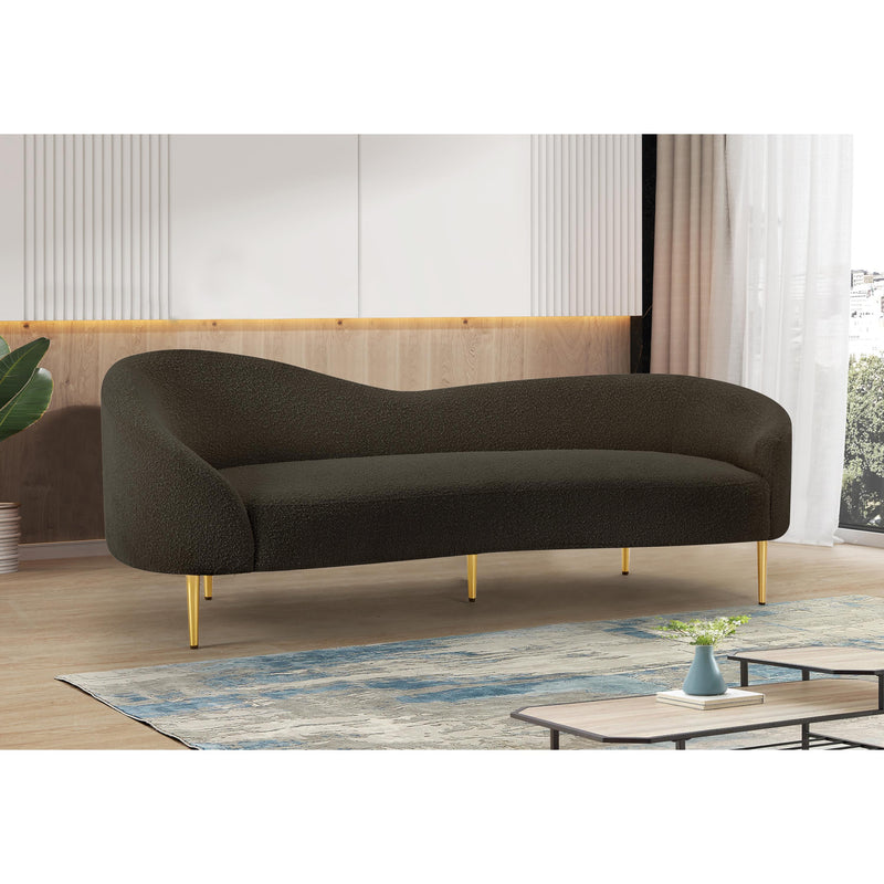 Meridian Ritz Brown Boucle Fabric Sofa IMAGE 2