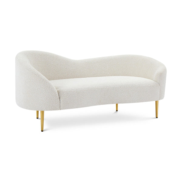 Meridian Ritz Cream Boucle Fabric Loveseat IMAGE 1
