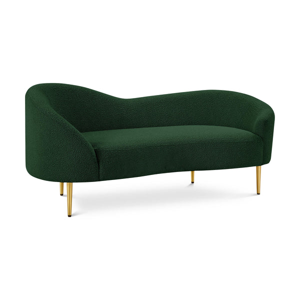 Meridian Ritz Green Boucle Fabric Loveseat IMAGE 1