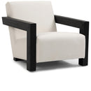 Meridian Ward Cream Linen Textured Fabric Accent Chair IMAGE 1