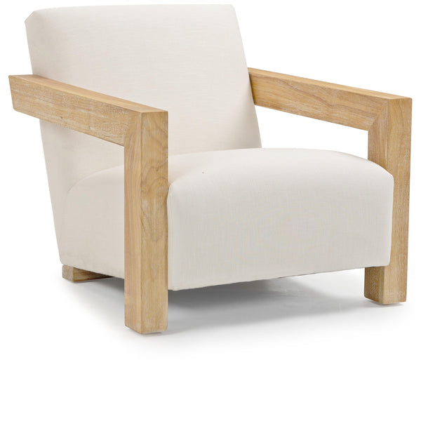 Meridian Ward Cream Linen Textured Fabric Accent Chair IMAGE 1