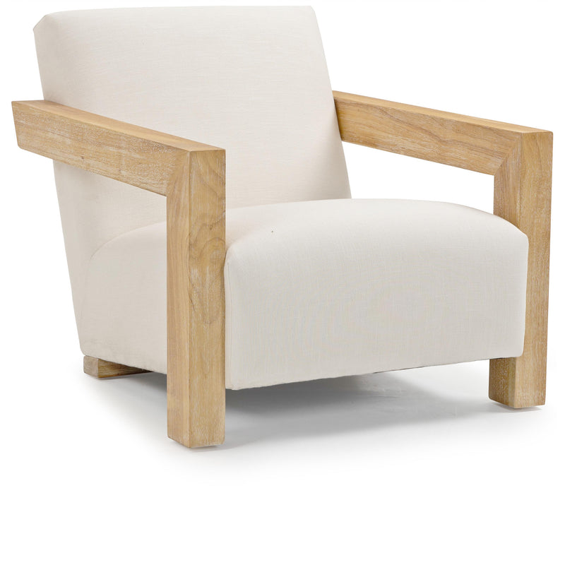 Meridian Ward Cream Linen Textured Fabric Accent Chair IMAGE 1