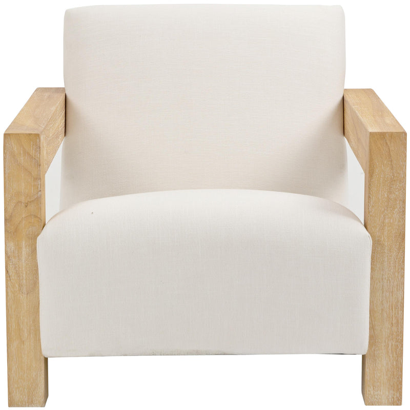 Meridian Ward Cream Linen Textured Fabric Accent Chair IMAGE 4