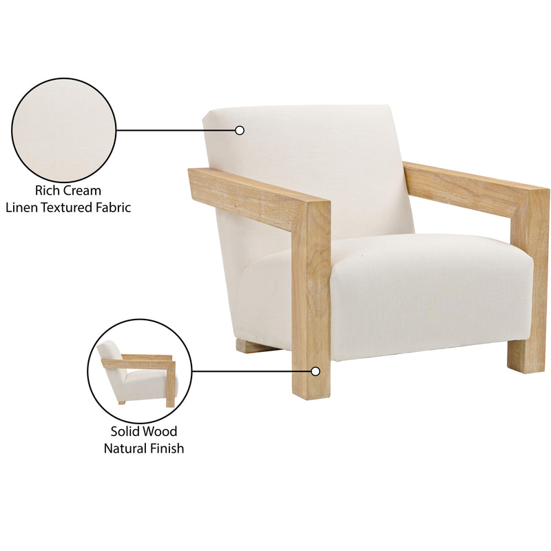 Meridian Ward Cream Linen Textured Fabric Accent Chair IMAGE 8