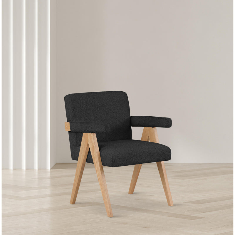 Meridian Woodloch Black Boucle Fabric Accent Chair IMAGE 2
