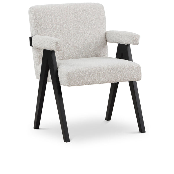 Meridian Woodloch Cream Boucle Fabric Accent Chair IMAGE 1