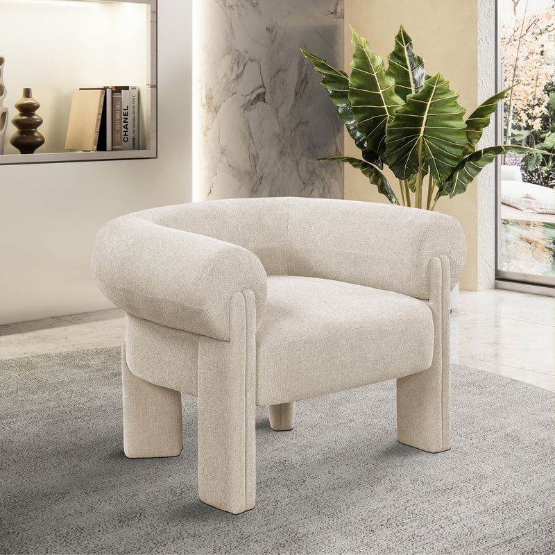 Meridian Stefano Beige Polyester Fabric Accent Chair IMAGE 2