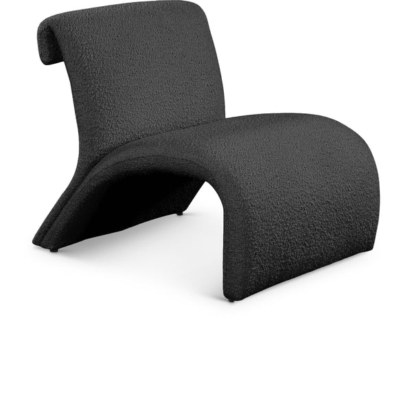 Meridian Mulberry Black Boucle Fabric Accent Chair IMAGE 1