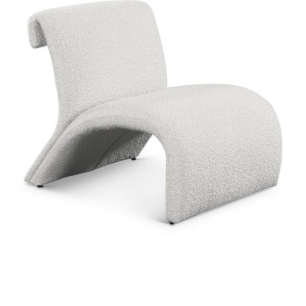 Meridian Mulberry Cream Boucle Fabric Accent Chair IMAGE 1
