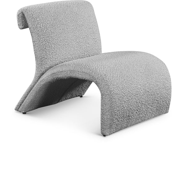 Meridian Mulberry Grey Boucle Fabric Accent Chair IMAGE 1