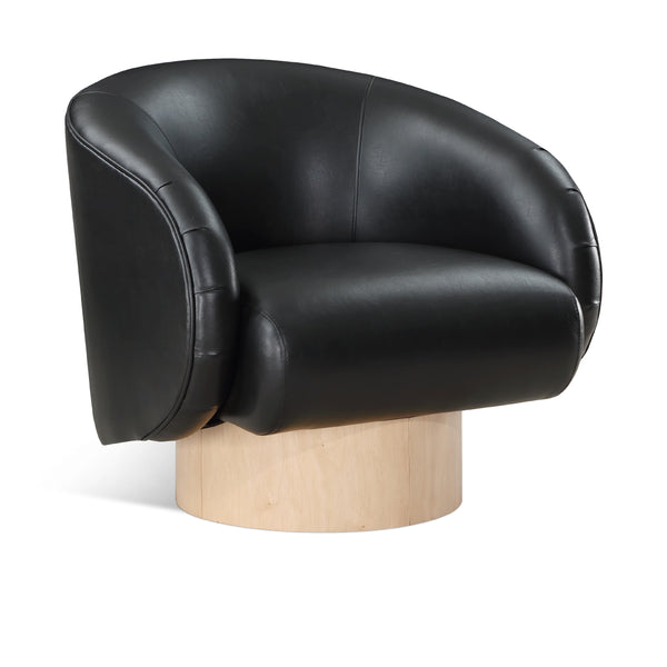 Meridian Gibson Black Vegan Leather Swivel Accent Chair IMAGE 1