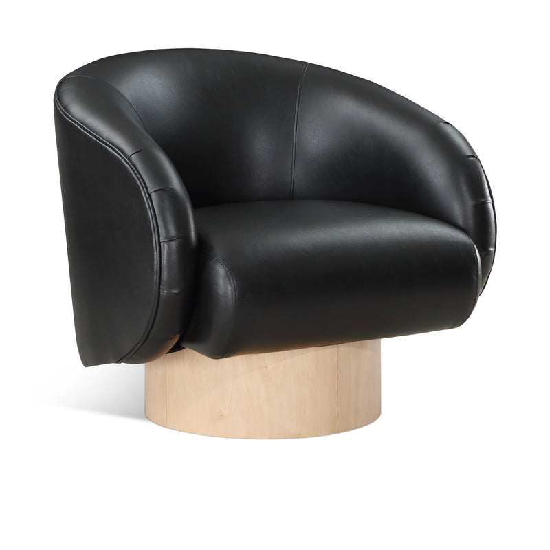 Meridian Gibson Black Vegan Leather Swivel Accent Chair IMAGE 1