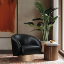Meridian Gibson Black Vegan Leather Swivel Accent Chair IMAGE 2