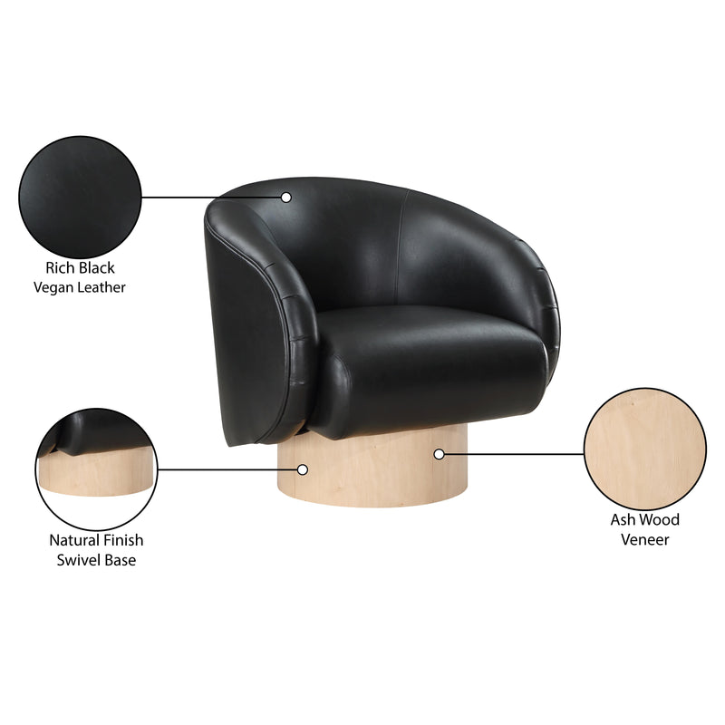 Meridian Gibson Black Vegan Leather Swivel Accent Chair IMAGE 9