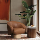 Meridian Gibson Cognac Vegan Leather Swivel Accent Chair IMAGE 2