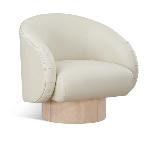 Meridian Gibson Cream Vegan Leather Swivel Accent Chair IMAGE 1