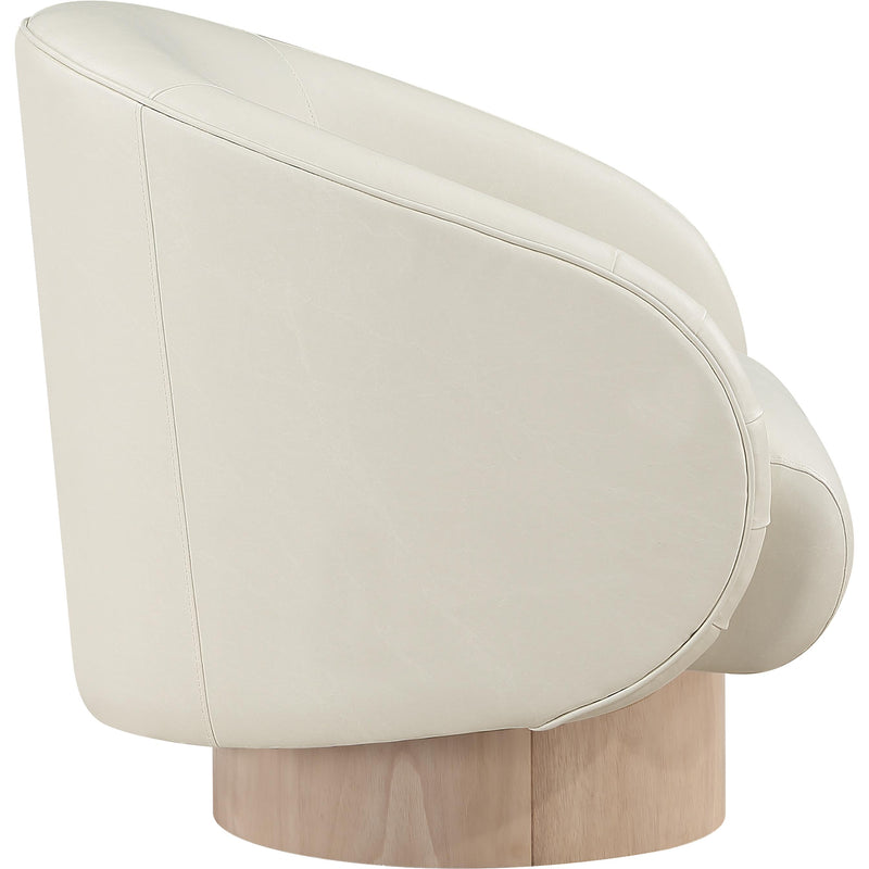 Meridian Gibson Cream Vegan Leather Swivel Accent Chair IMAGE 5
