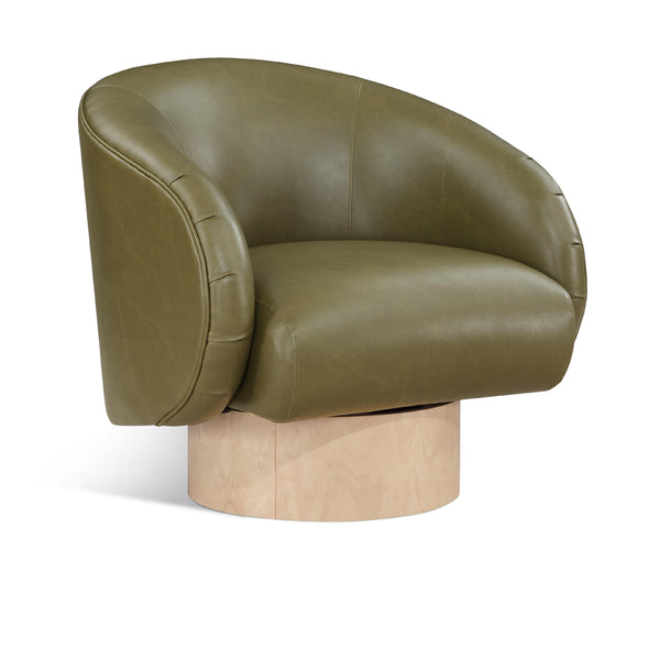 Meridian Gibson Olive Vegan Leather Swivel Accent Chair IMAGE 1