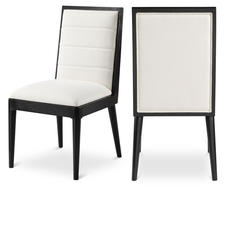 Meridian Bristol Cream Linen Textured Fabric Dining Chair IMAGE 1