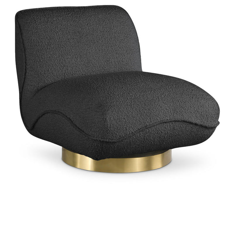 Meridian Geneva Black Boucle Fabric Swivel Accent Chair IMAGE 1
