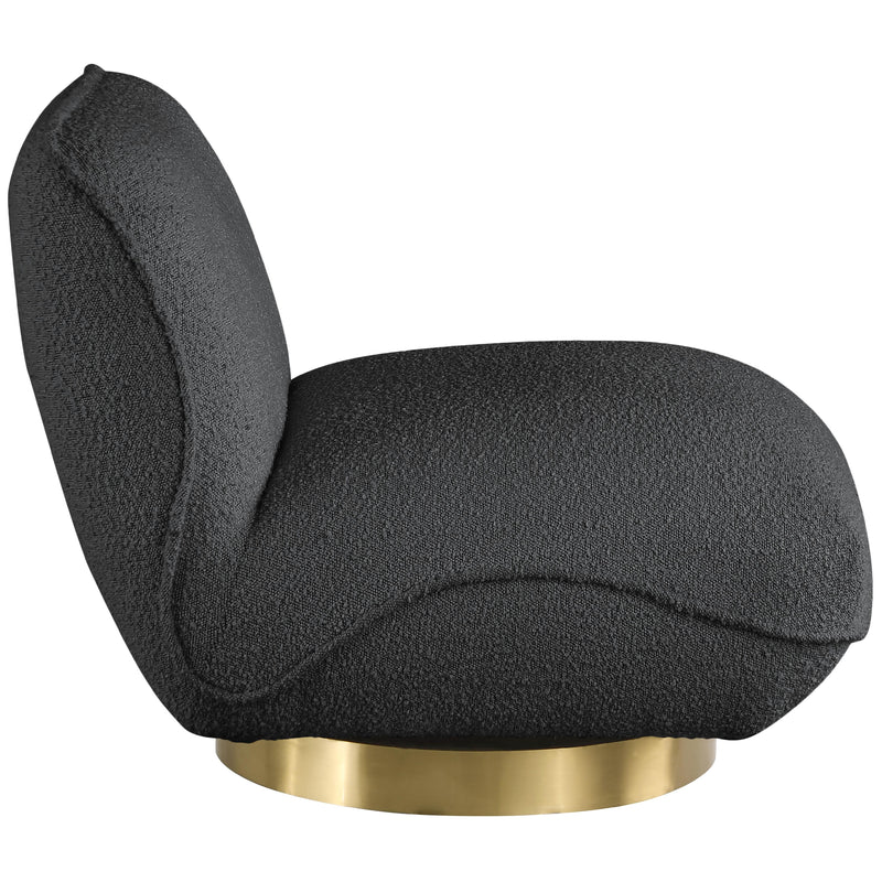 Meridian Geneva Black Boucle Fabric Swivel Accent Chair IMAGE 5