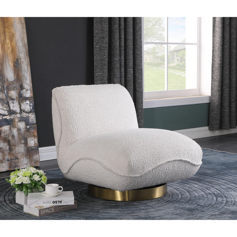 Meridian Geneva Cream Boucle Fabric Swivel Accent Chair IMAGE 2