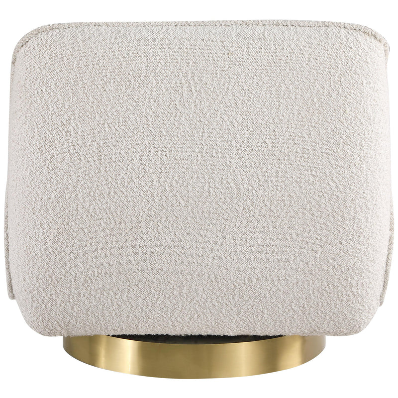 Meridian Geneva Cream Boucle Fabric Swivel Accent Chair IMAGE 3