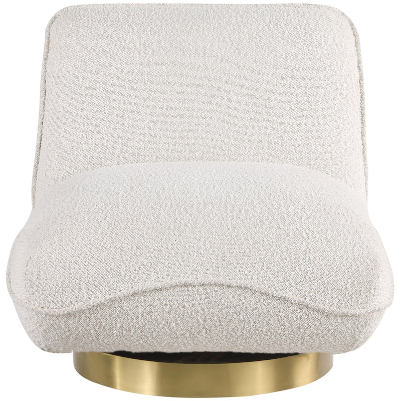 Meridian Geneva Cream Boucle Fabric Swivel Accent Chair IMAGE 4