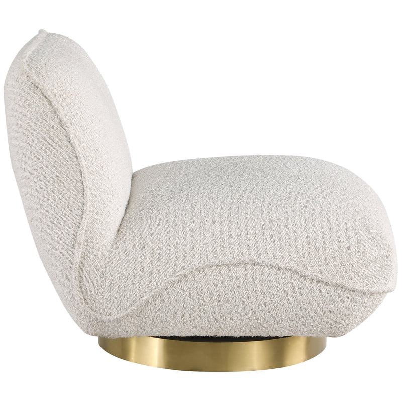 Meridian Geneva Cream Boucle Fabric Swivel Accent Chair IMAGE 5