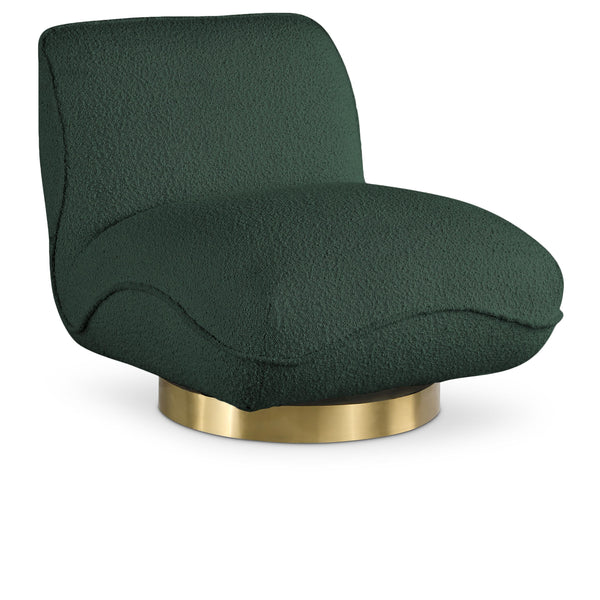 Meridian Geneva Green Boucle Fabric Swivel Accent Chair IMAGE 1