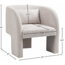 Meridian Sawyer Cream Chenille Fabric Accent Chair IMAGE 8