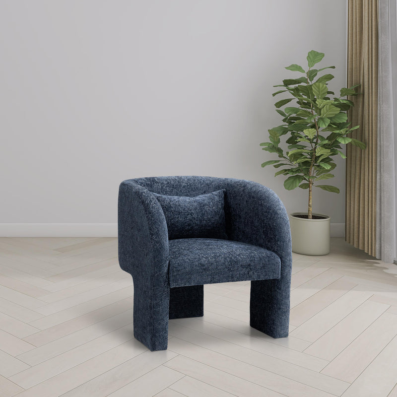 Meridian Sawyer Navy Chenille Fabric Accent Chair IMAGE 2