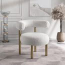 Meridian Bordeaux Cream Boucle Fabric Accent Chair IMAGE 2