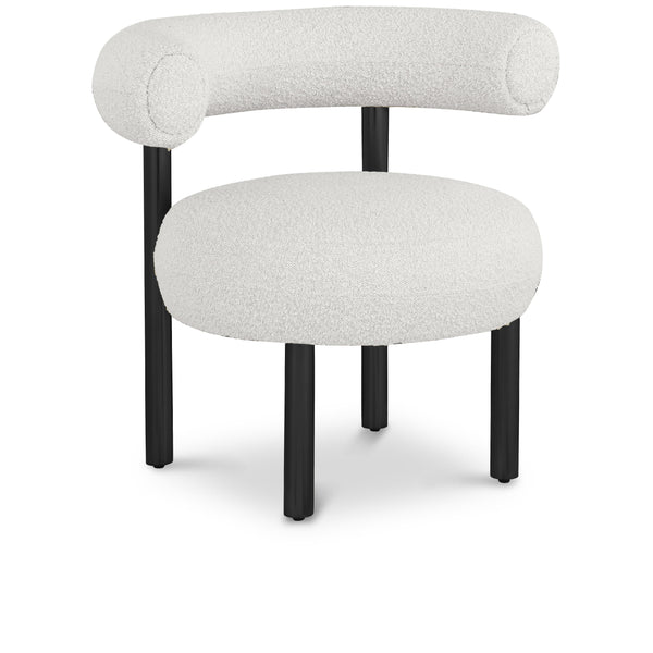 Meridian Bordeaux Cream Boucle Fabric Accent Chair IMAGE 1