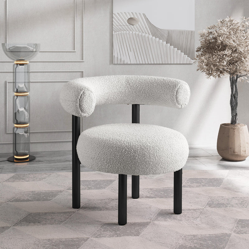 Meridian Bordeaux Cream Boucle Fabric Accent Chair IMAGE 2