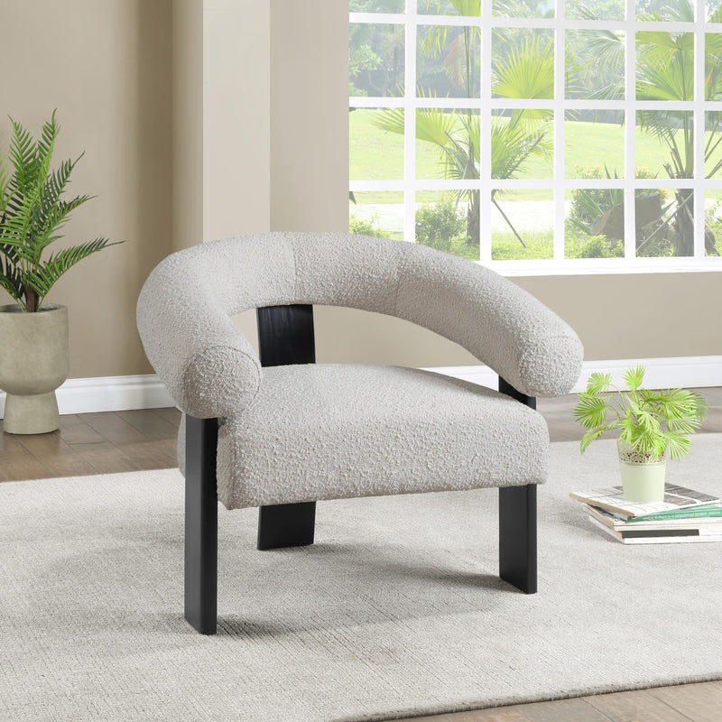 Meridian Winston Cream Boucle Fabric Accent Chair IMAGE 2