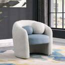 Meridian Acadia Blue Vegan Leather / Cream Boucle Fabric Accent Chair IMAGE 2