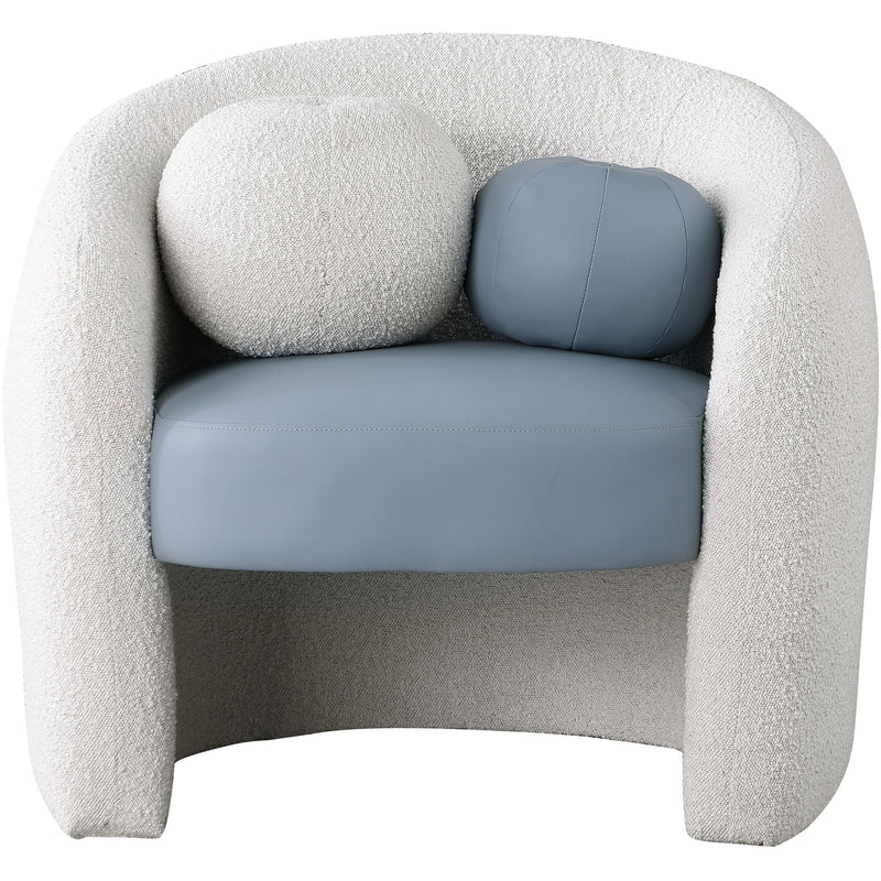 Meridian Acadia Blue Vegan Leather / Cream Boucle Fabric Accent Chair IMAGE 5