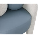 Meridian Acadia Blue Vegan Leather / Cream Boucle Fabric Accent Chair IMAGE 6