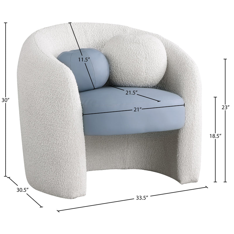 Meridian Acadia Blue Vegan Leather / Cream Boucle Fabric Accent Chair IMAGE 7